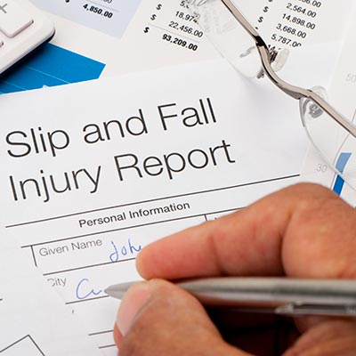 Close up of Slip and Fall injury Form